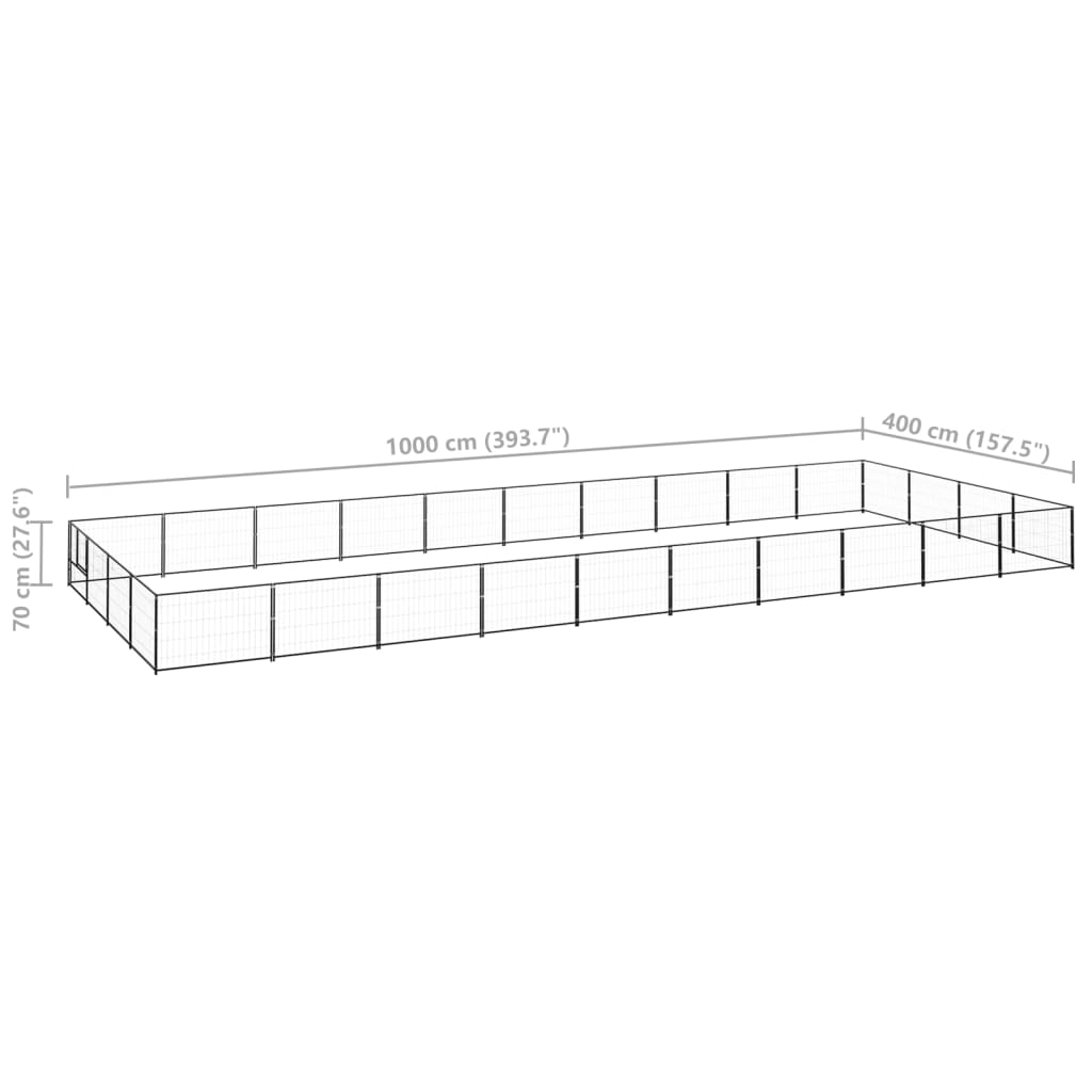 Hondenkennel 40 m² staal zwart