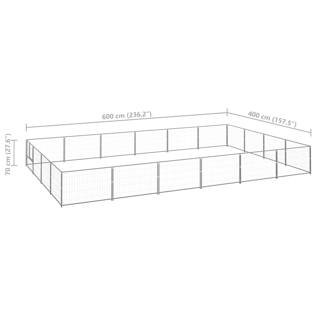 Hondenkennel 24 m² staal zilverkleurig