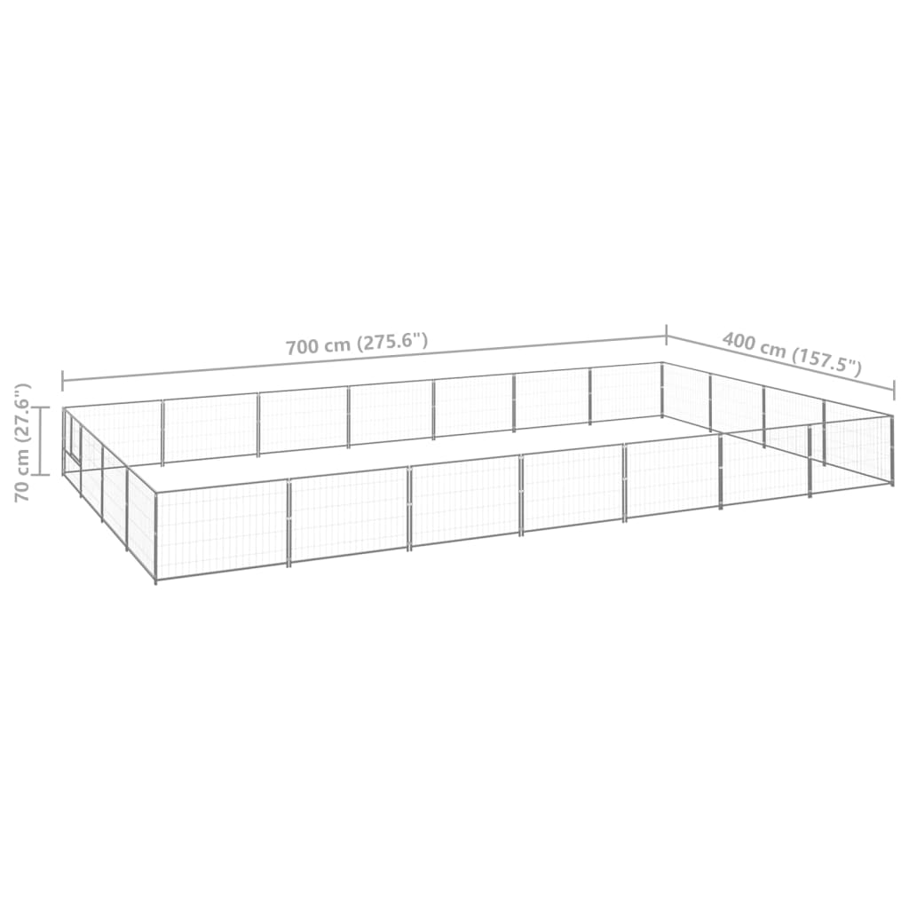 Hondenkennel 28 m² staal zilverkleurig