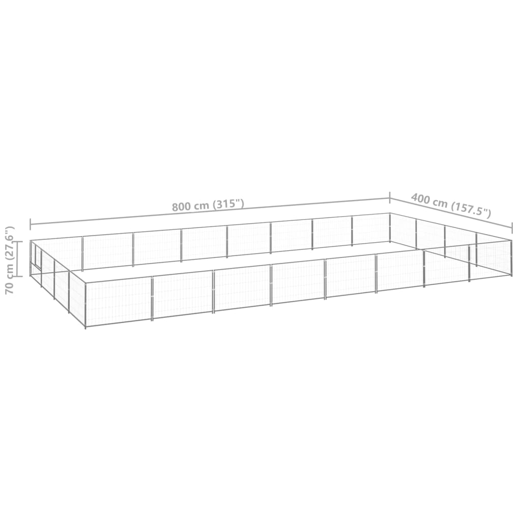 Hondenkennel 32 m² staal zilverkleurig