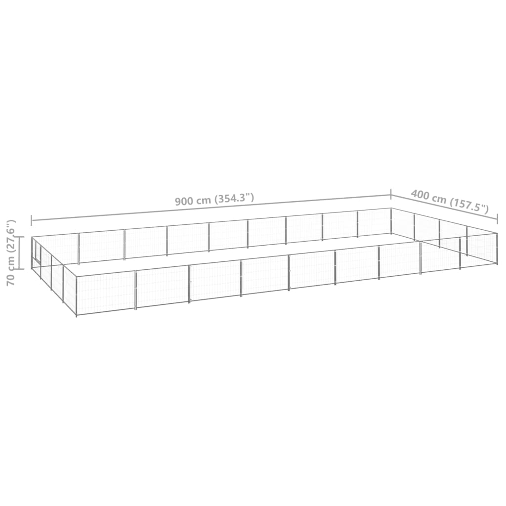 Hondenkennel 36 m² staal zilverkleurig