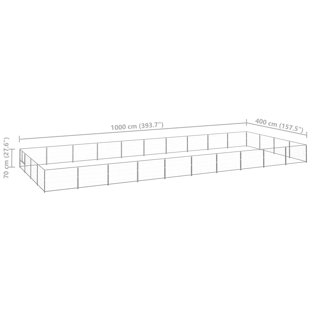 Hondenkennel 40 m² staal zilverkleurig