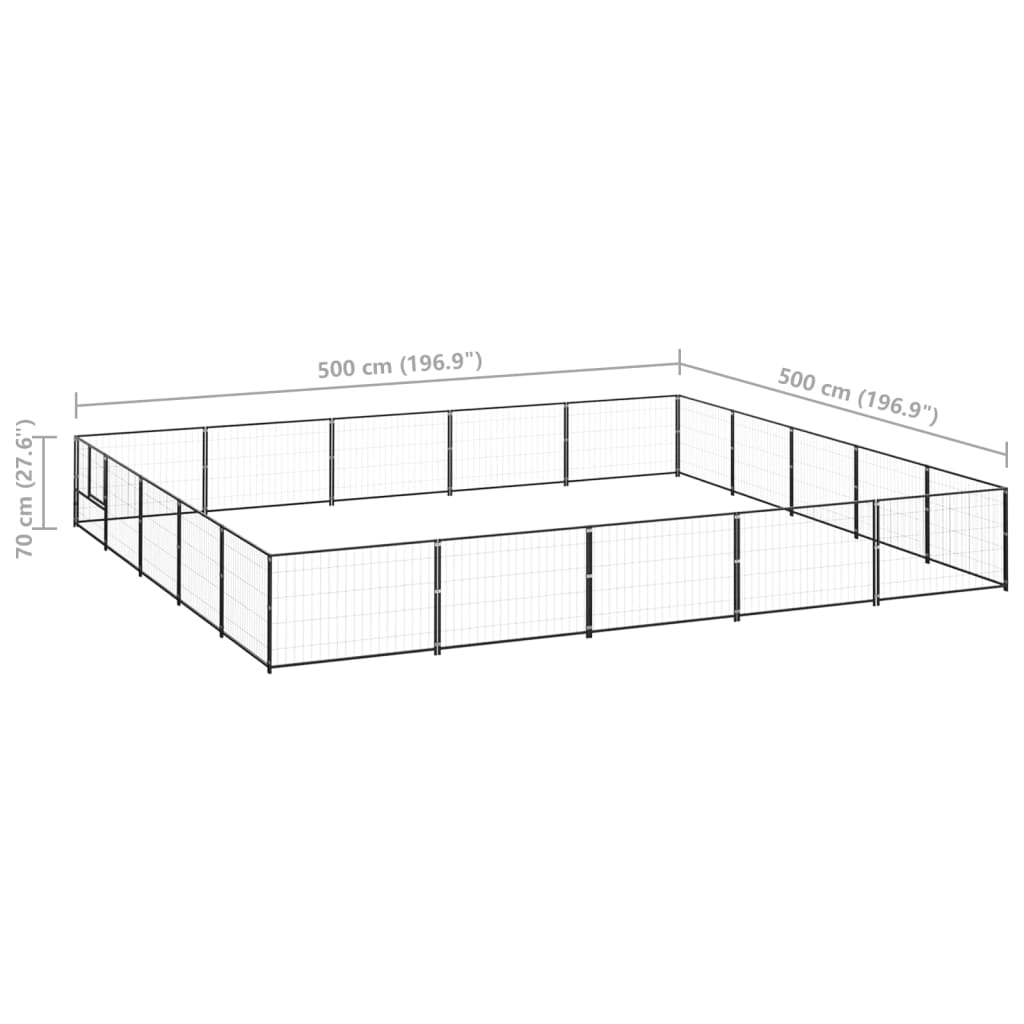 Hondenkennel 25 m² staal zwart