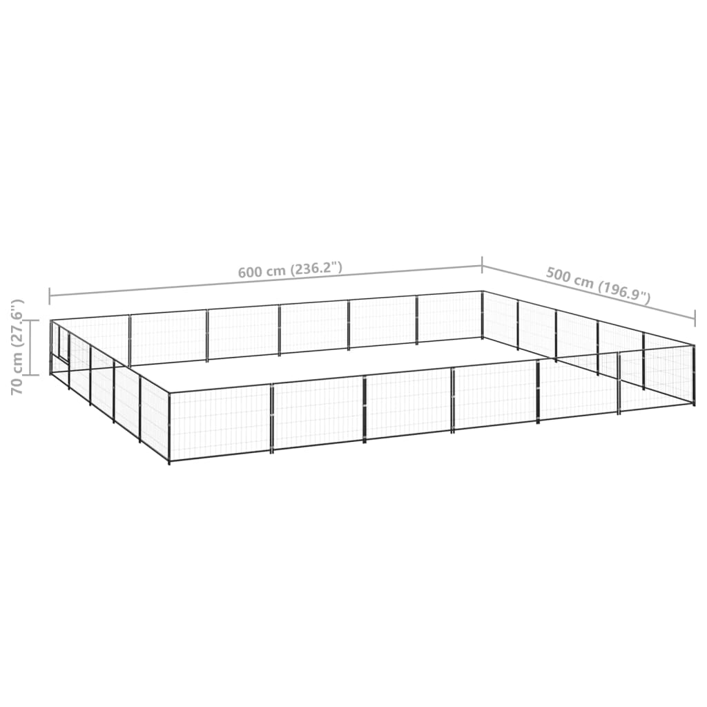 Hondenkennel 30 m² staal zwart