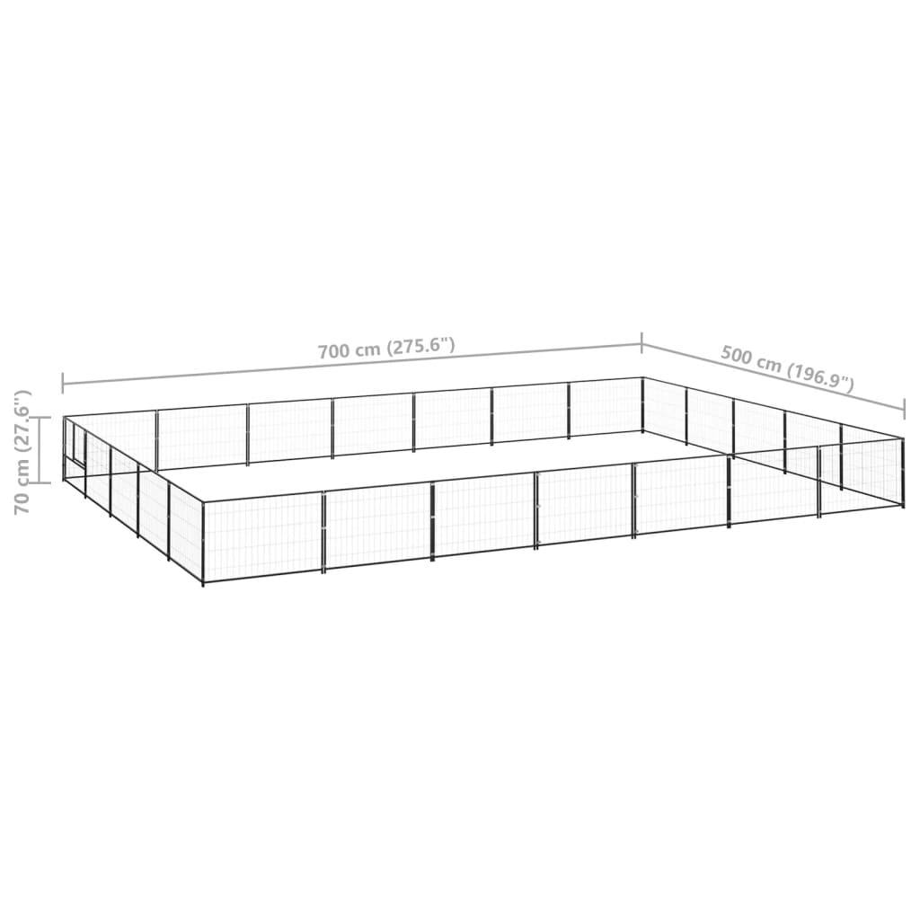 Hondenkennel 35 m² staal zwart