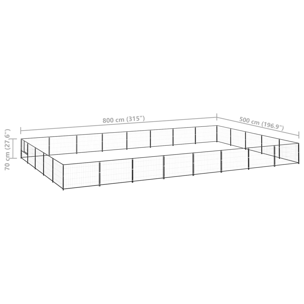 Hondenkennel 40 m² staal zwart