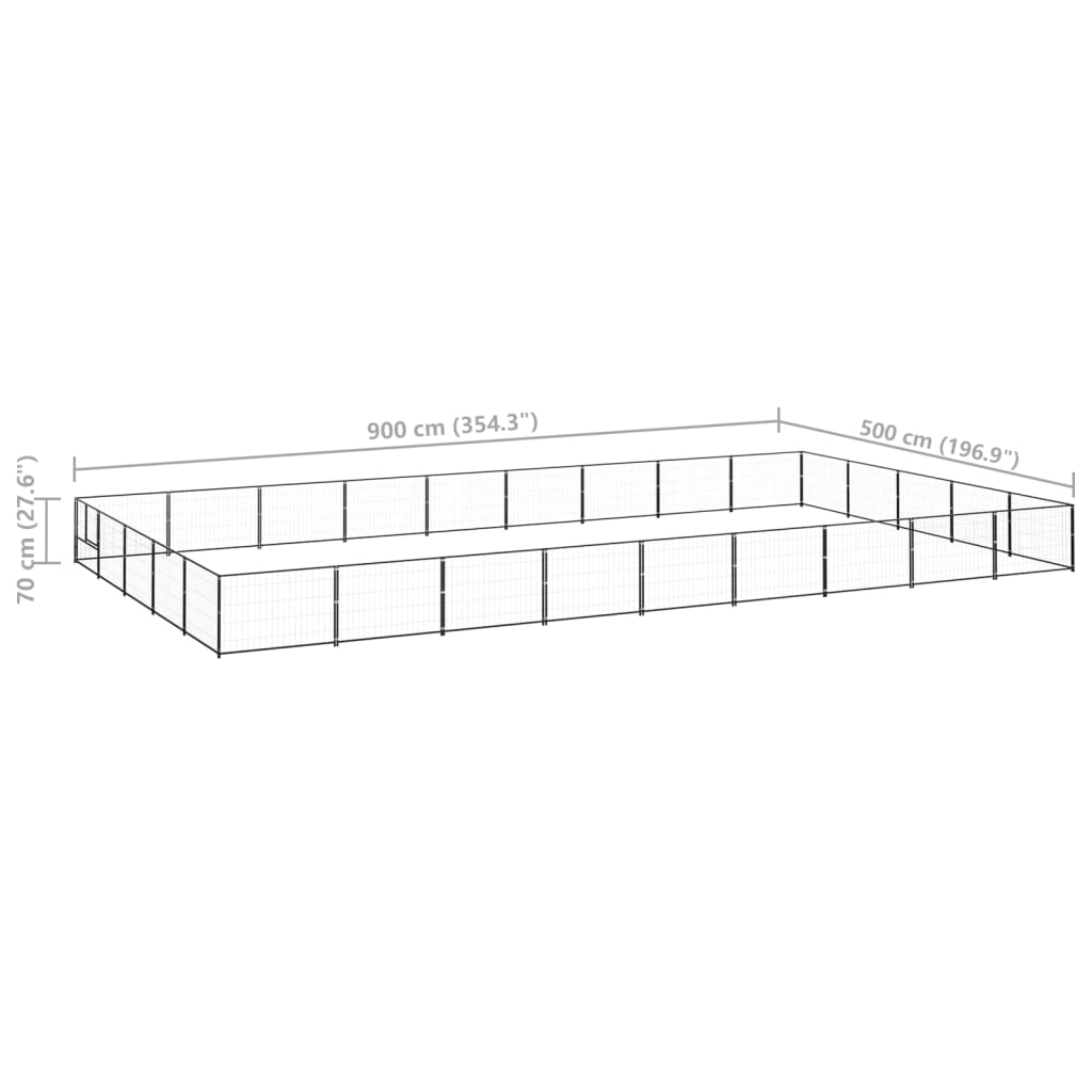 Hondenkennel 45 m² staal zwart