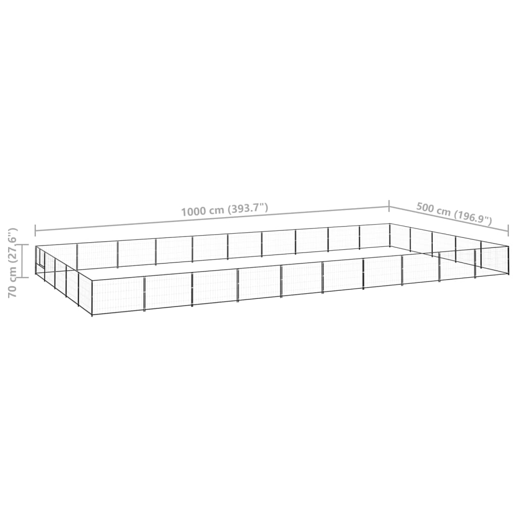 Hondenkennel 50 m² staal zwart