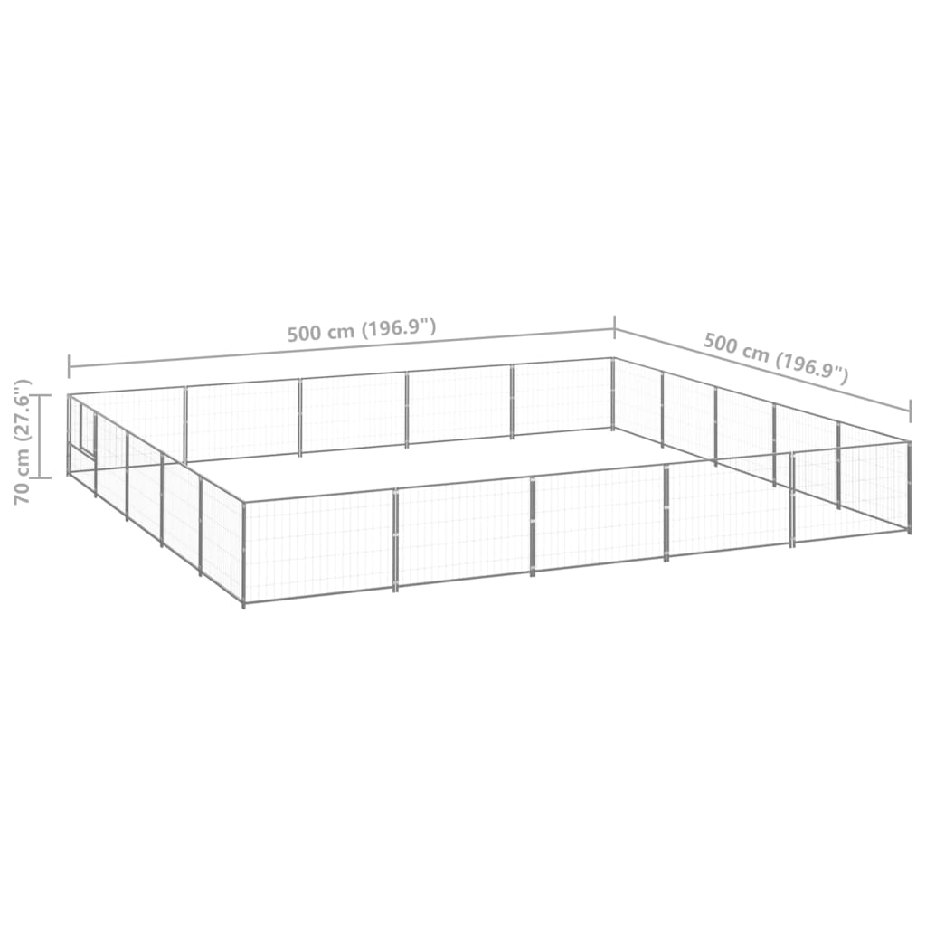 Hondenkennel 25 m² staal zilverkleurig