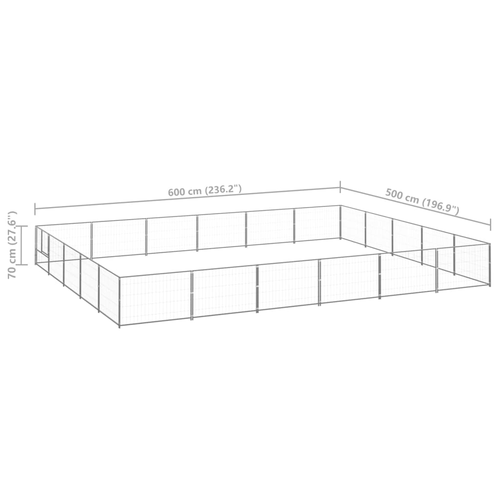 Hondenkennel 30 m² staal zilverkleurig