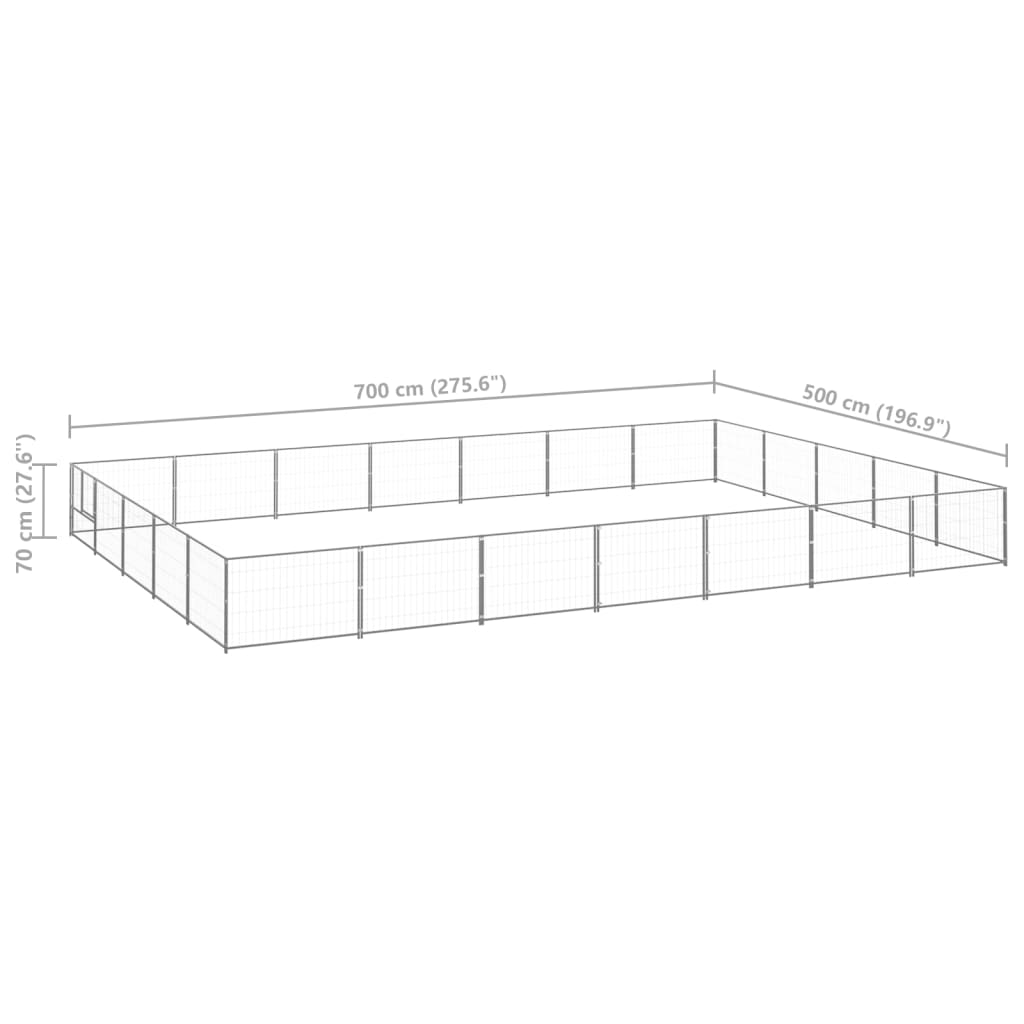 Hondenkennel 35 m² staal zilverkleurig