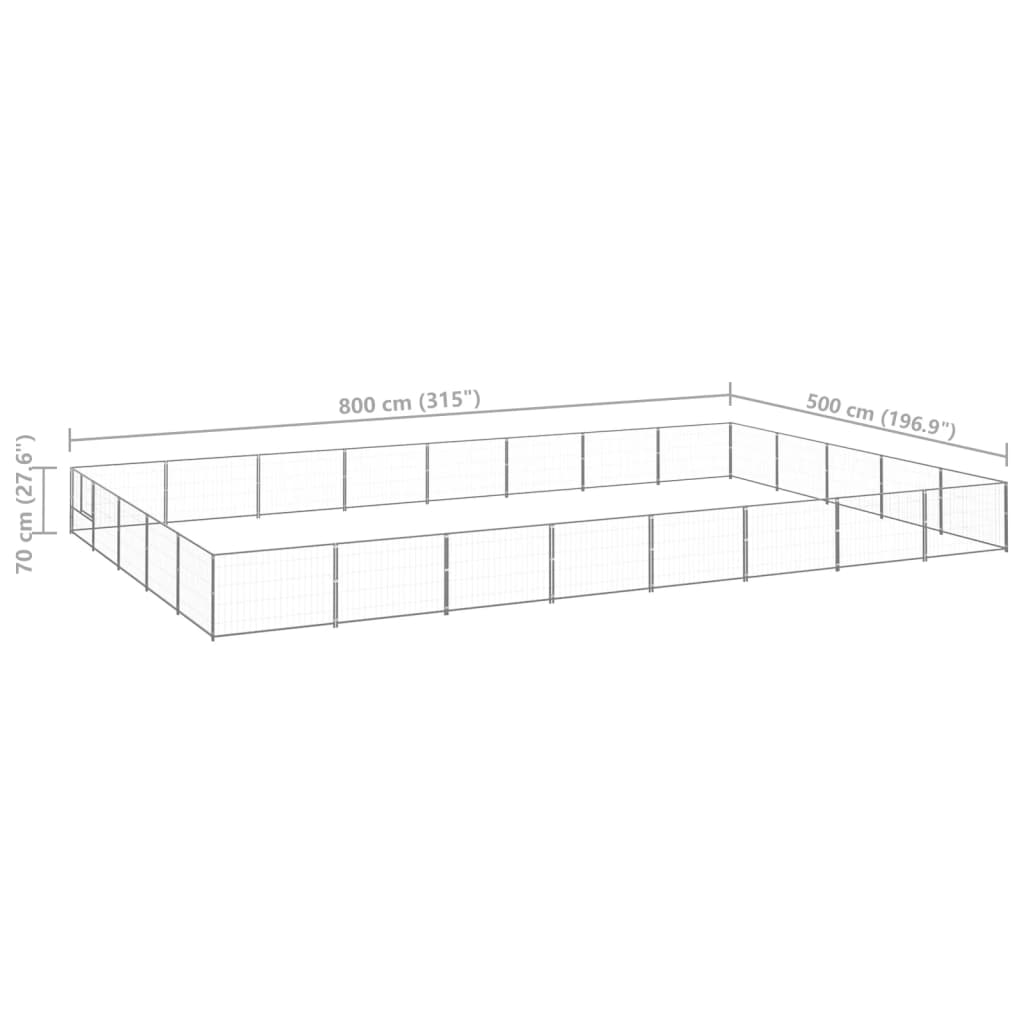 Hondenkennel 40 m² staal zilverkleurig