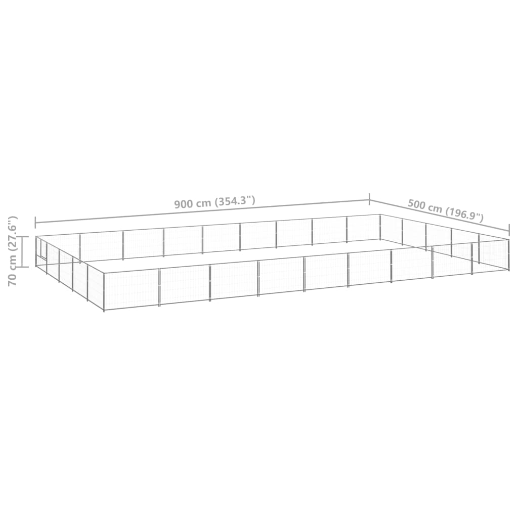 Hondenkennel 45 m² staal zilverkleurig