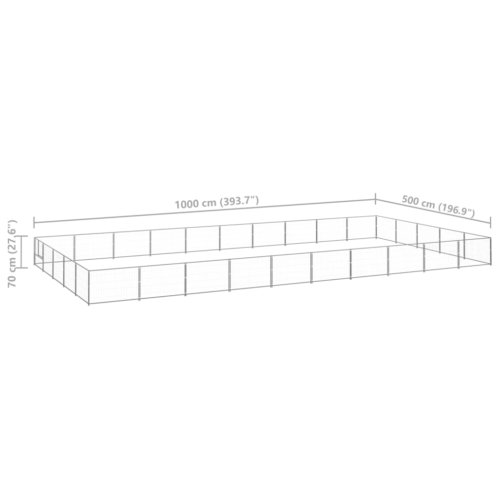 Hondenkennel 50 m² staal zilverkleurig