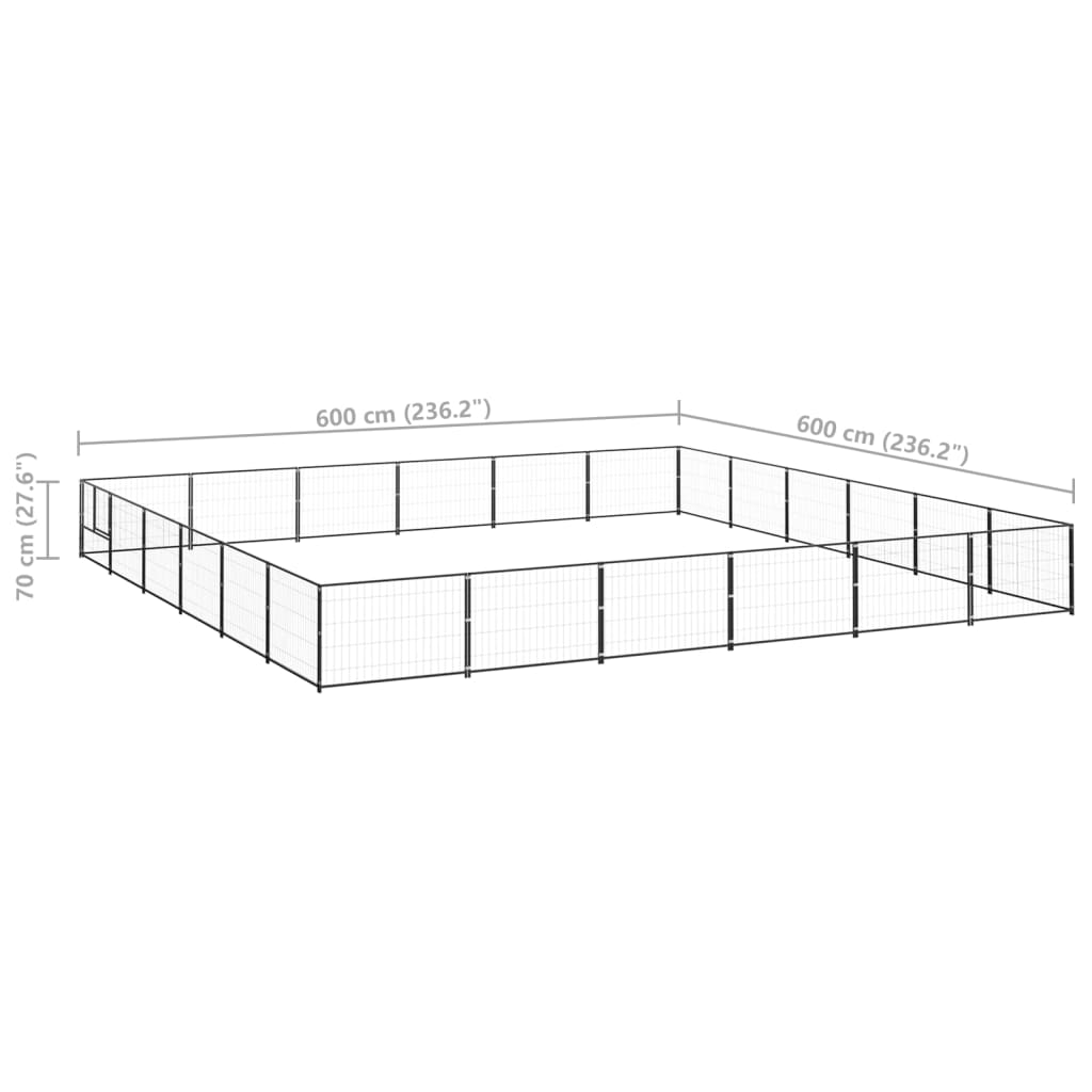 Hondenkennel 36 m² staal zwart