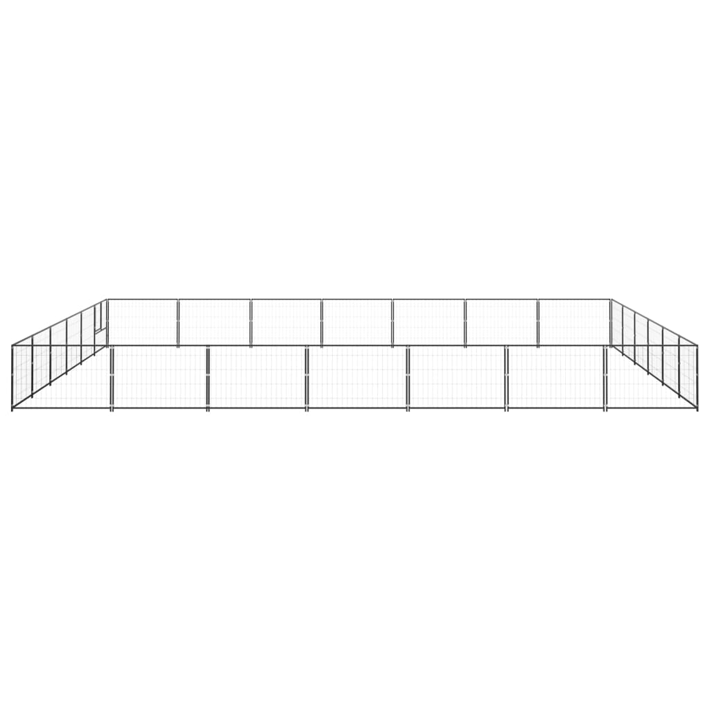 Hondenkennel 42 m² staal zwart