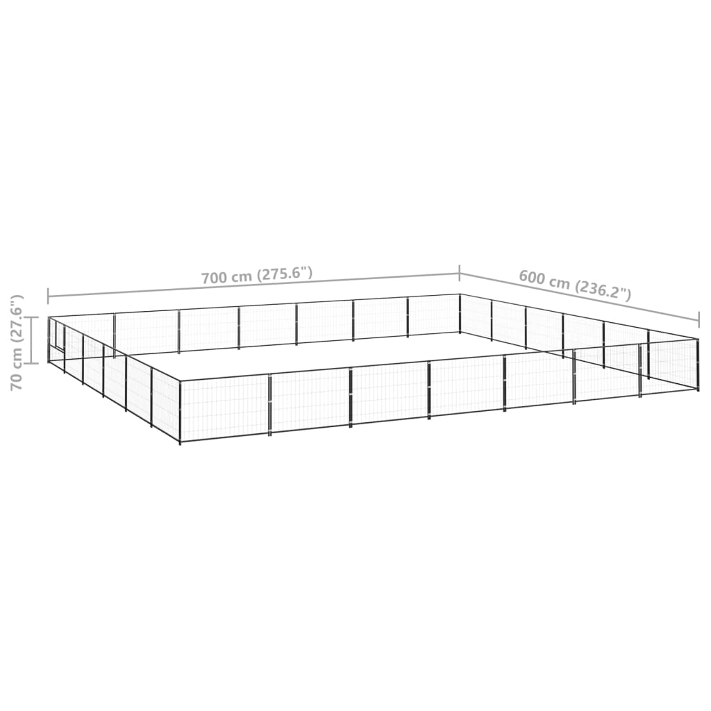 Hondenkennel 42 m² staal zwart