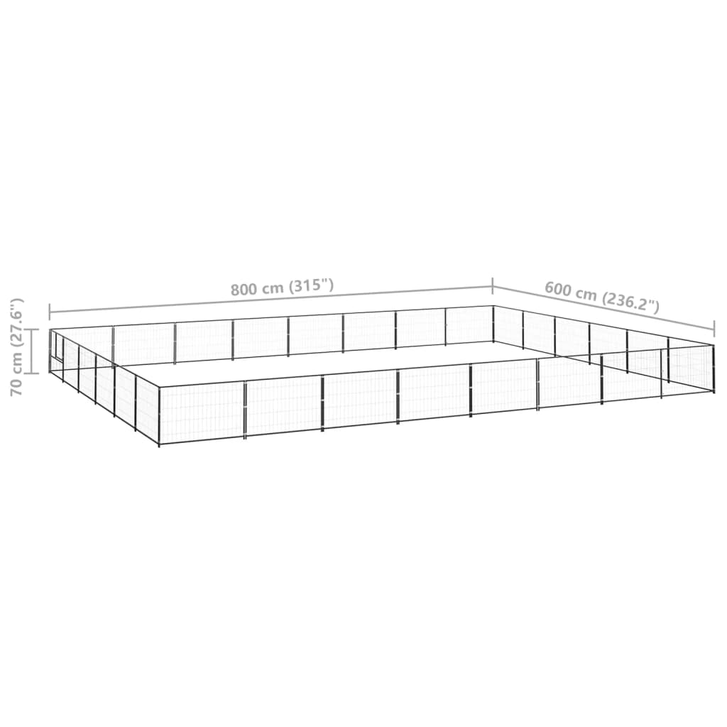 Hondenkennel 48 m² staal zwart