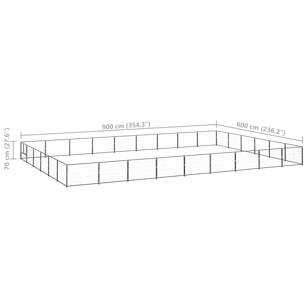 Hondenkennel 54 m² staal zwart