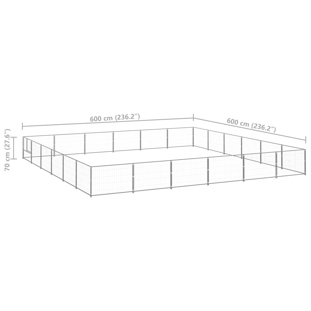 Hondenkennel 36 m² staal zilverkleurig