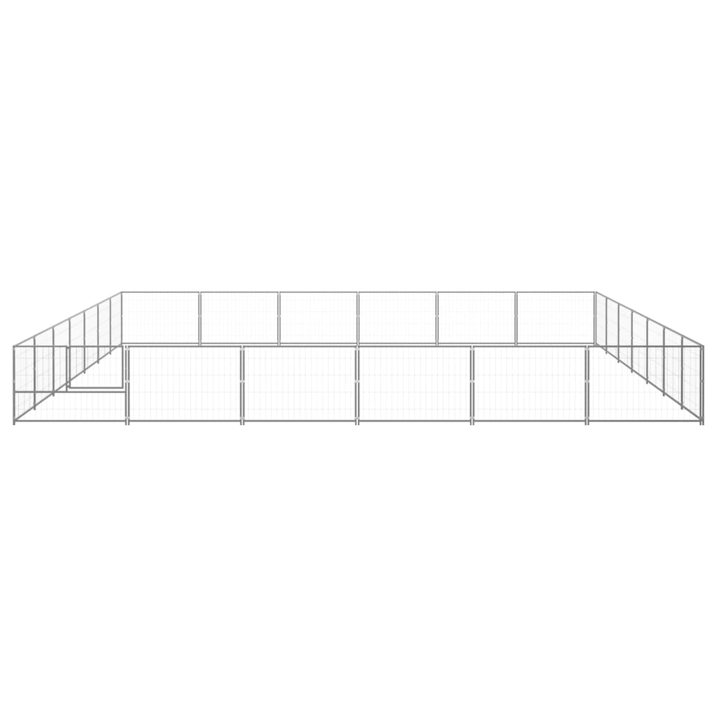 Hondenkennel 42 m² staal zilverkleurig