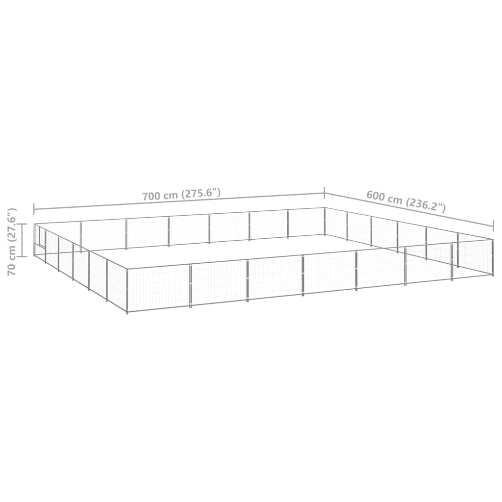 Hondenkennel 42 m² staal zilverkleurig