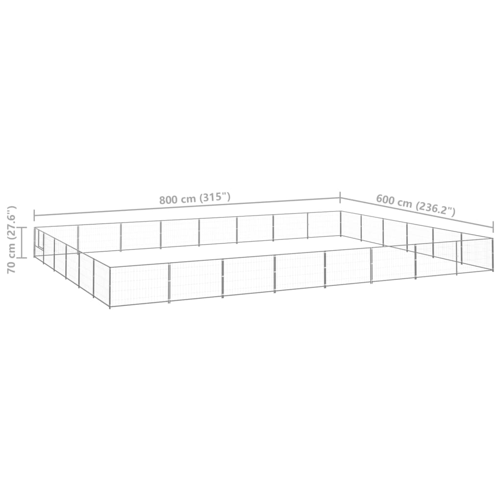 Hondenkennel 48 m² staal zilverkleurig