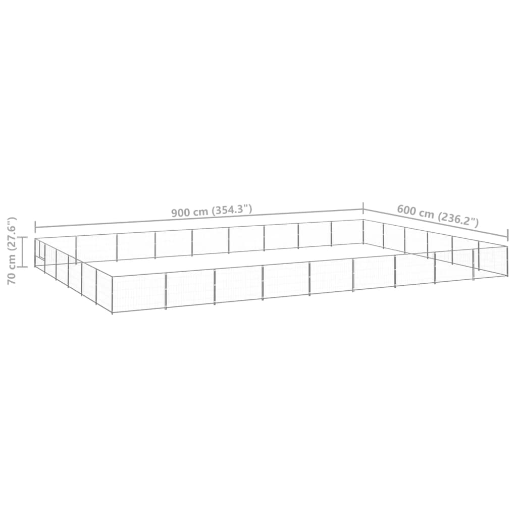 Hondenkennel 54 m² staal zilverkleurig