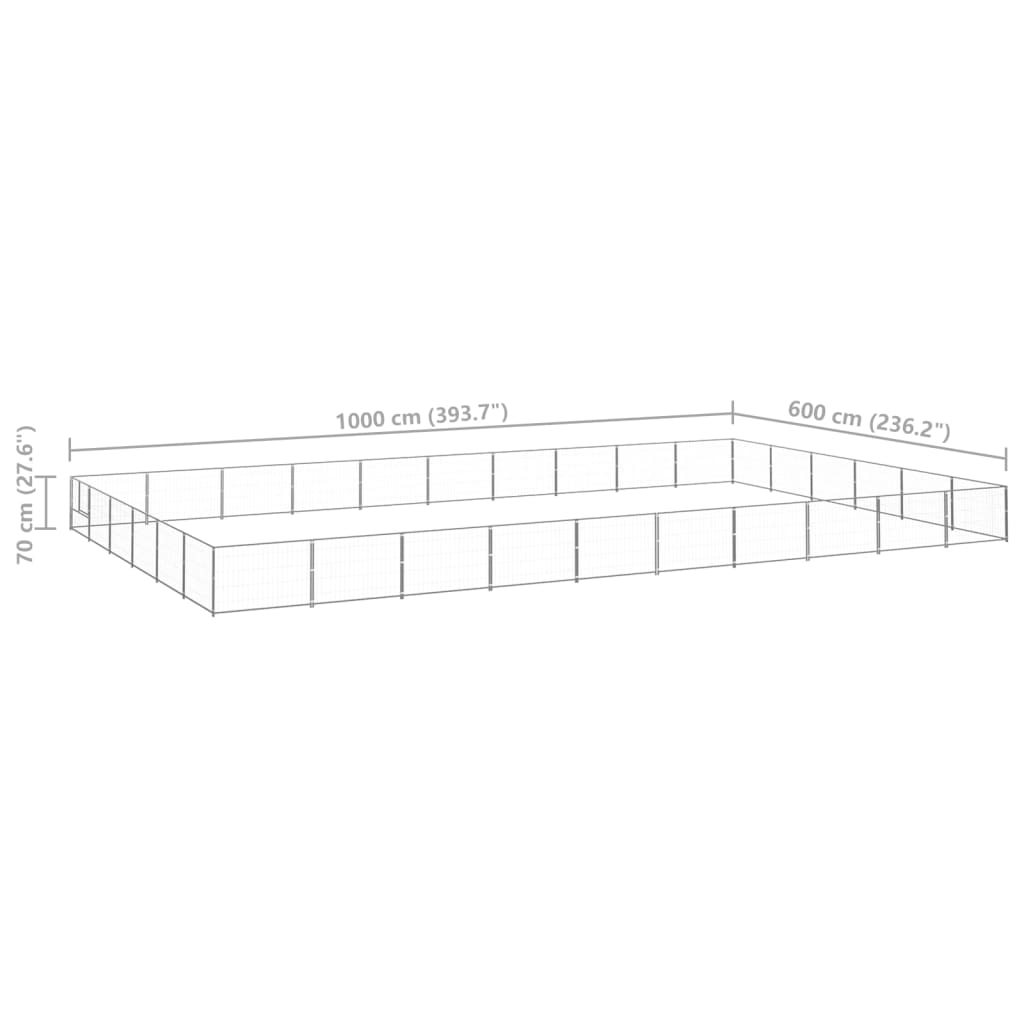 Hondenkennel 60 m² staal zilverkleurig