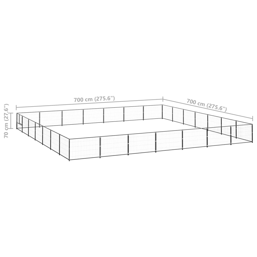 Hondenkennel 49 m² staal zwart