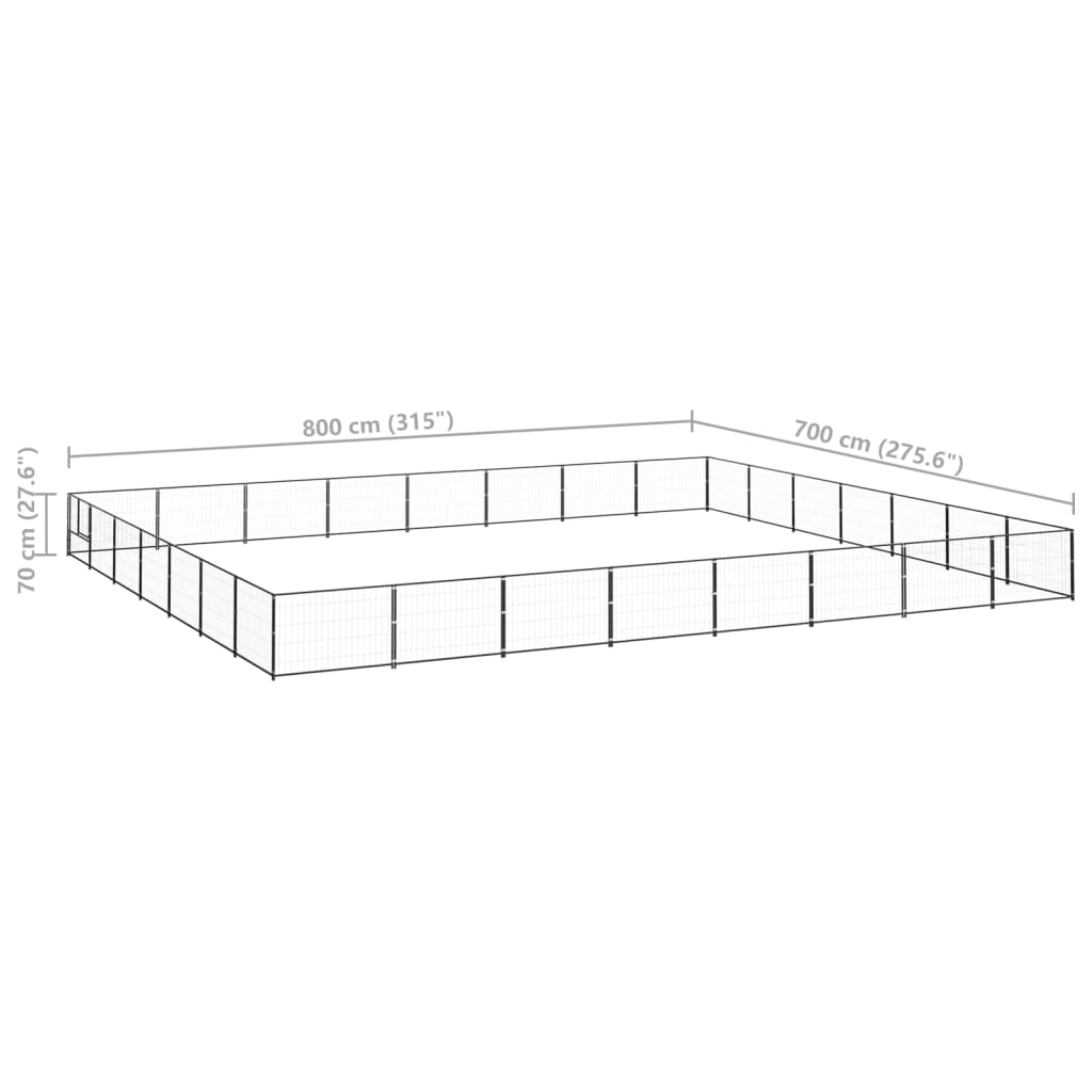 Hondenkennel 56 m² staal zwart