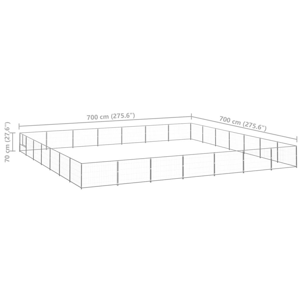 Hondenkennel 49 m² staal zilverkleurig