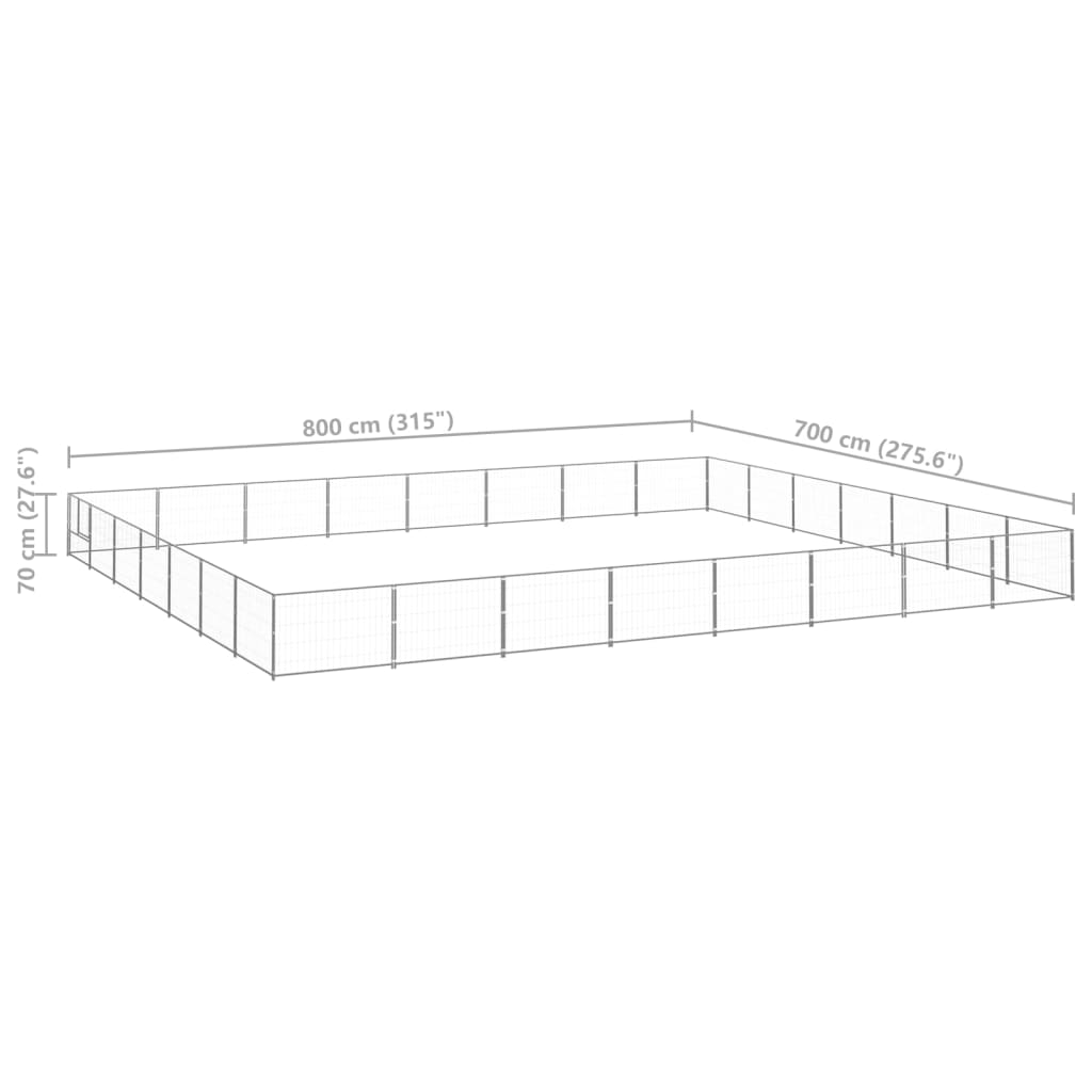 Hondenkennel 56 m² staal zilverkleurig