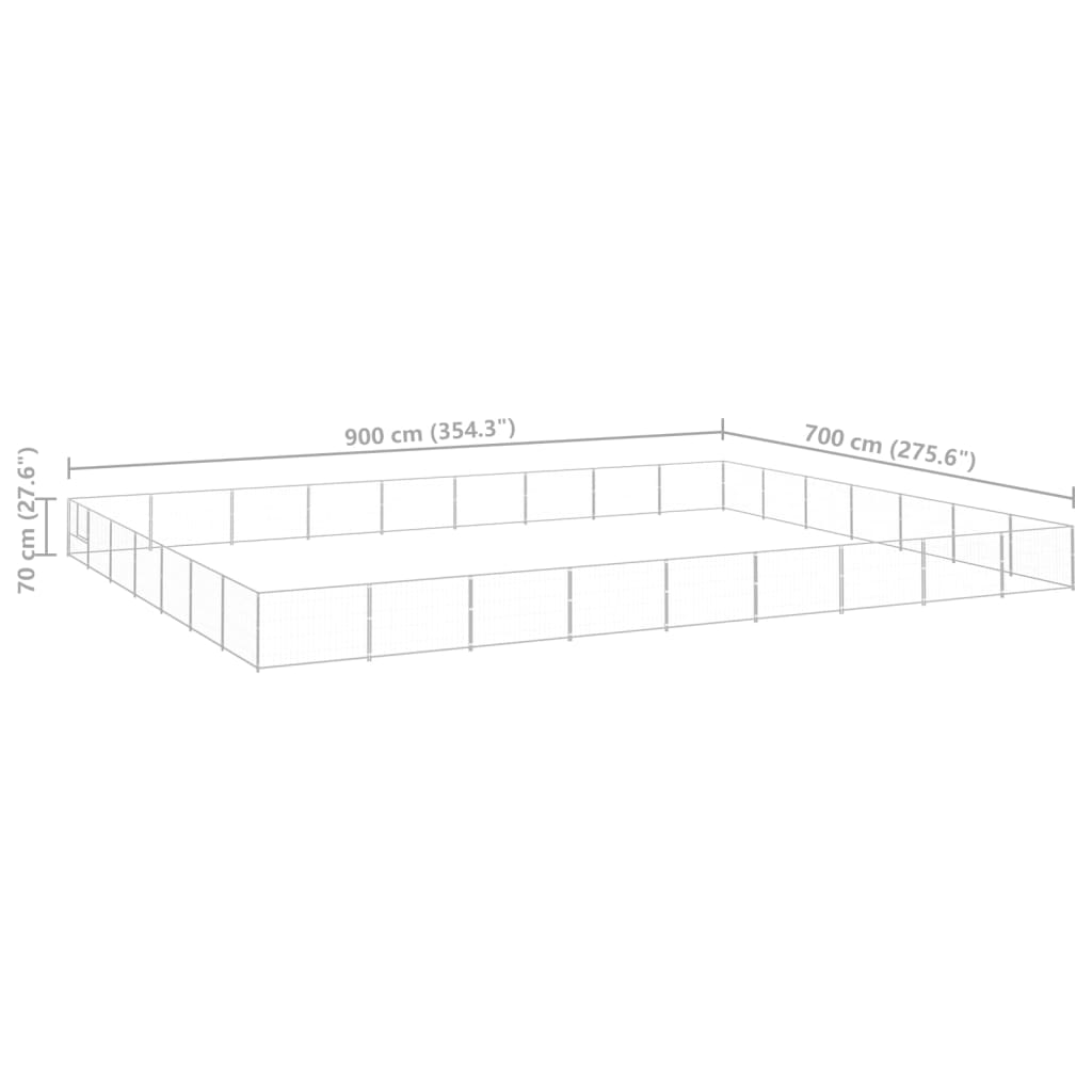 Hondenkennel 63 m² staal zilverkleurig