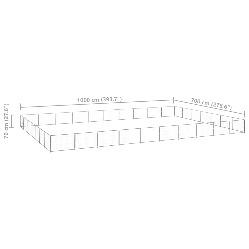 Hondenkennel 70 m² staal zilverkleurig