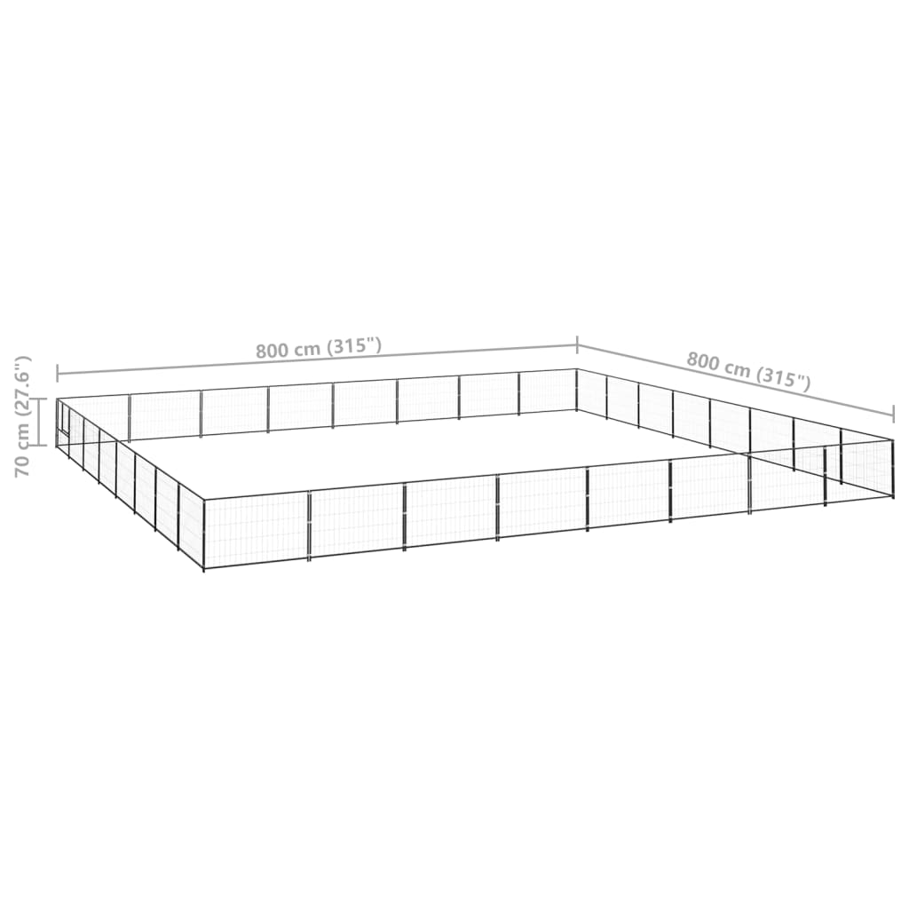 Hondenkennel 64 m² staal zwart