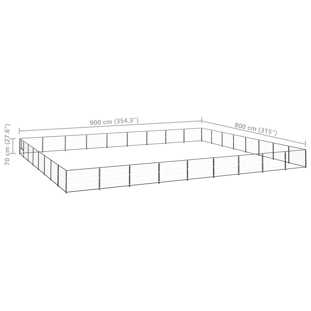 Hondenkennel 72 m² staal zwart