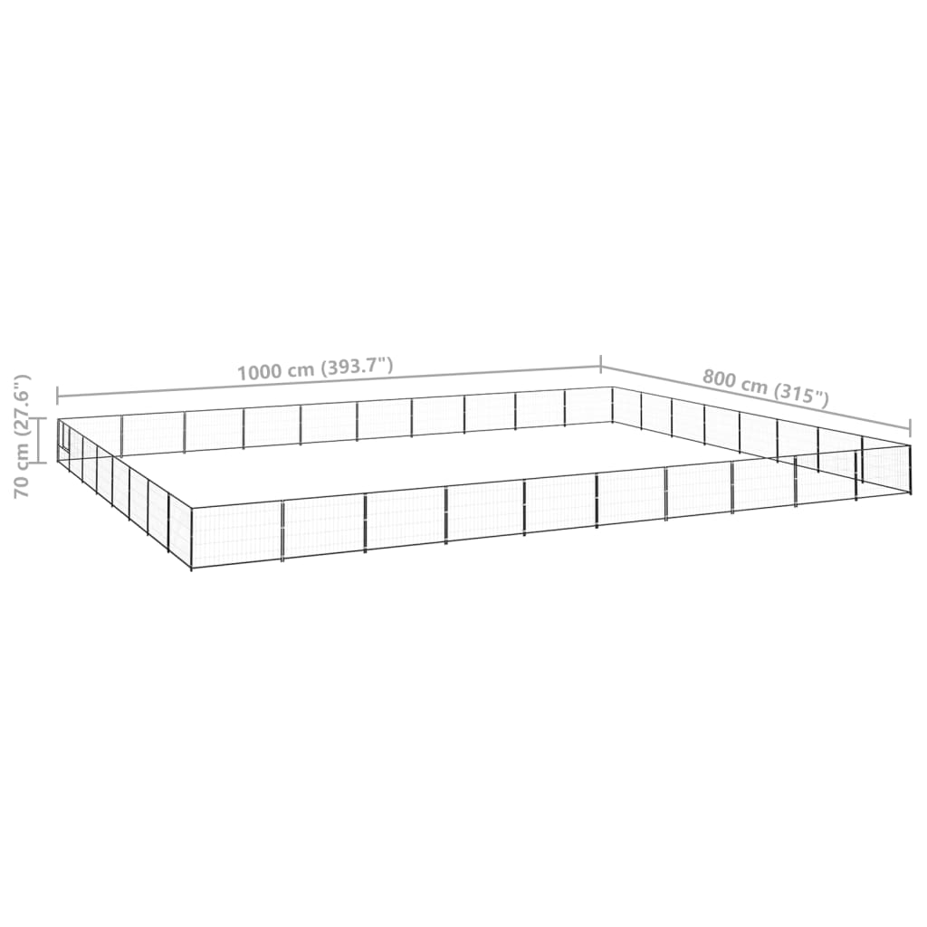 Hondenkennel 80 m² staal zwart