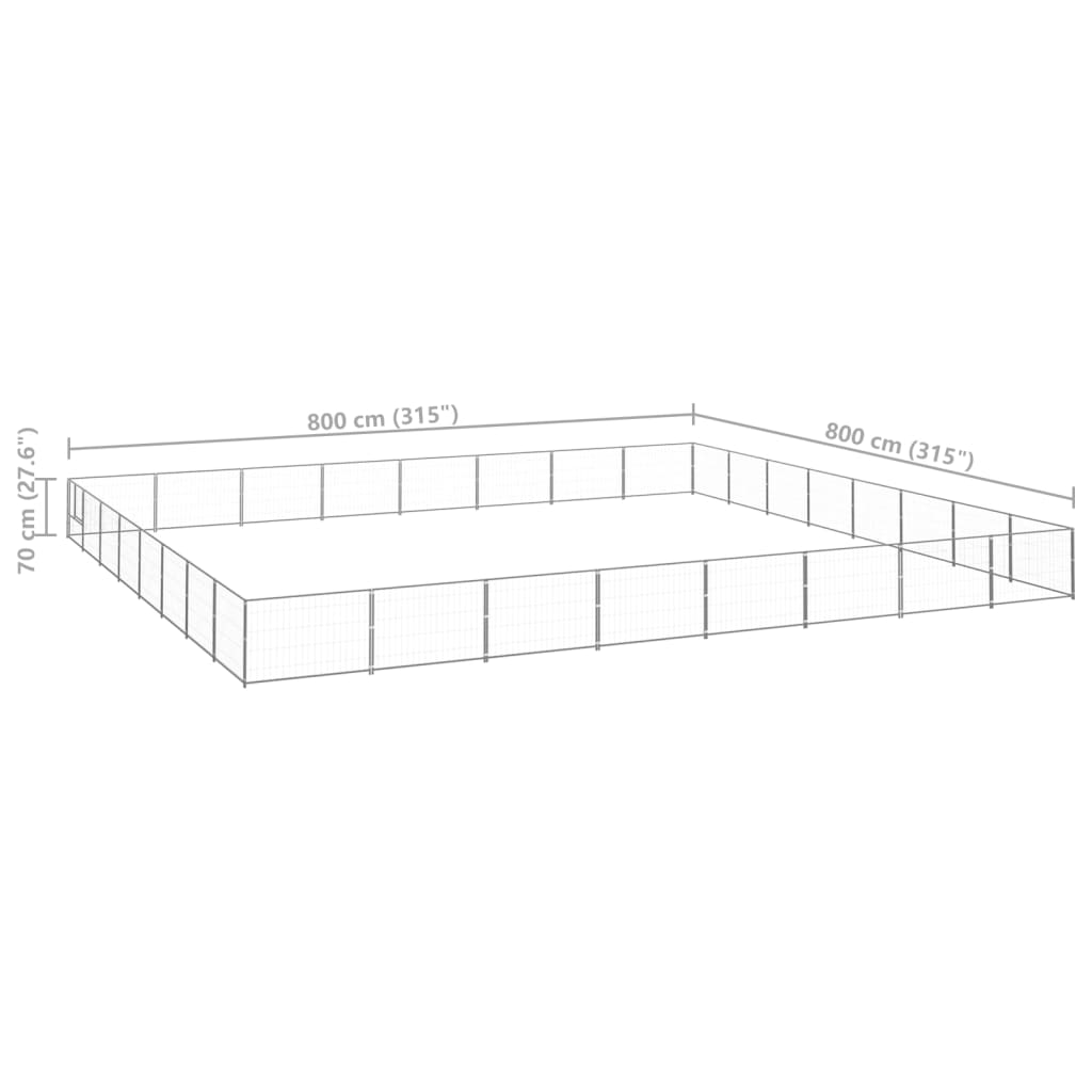 Hondenkennel 64 m² staal zilverkleurig