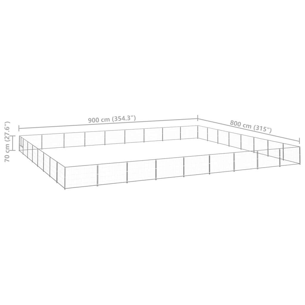 Hondenkennel 72 m² staal zilverkleurig