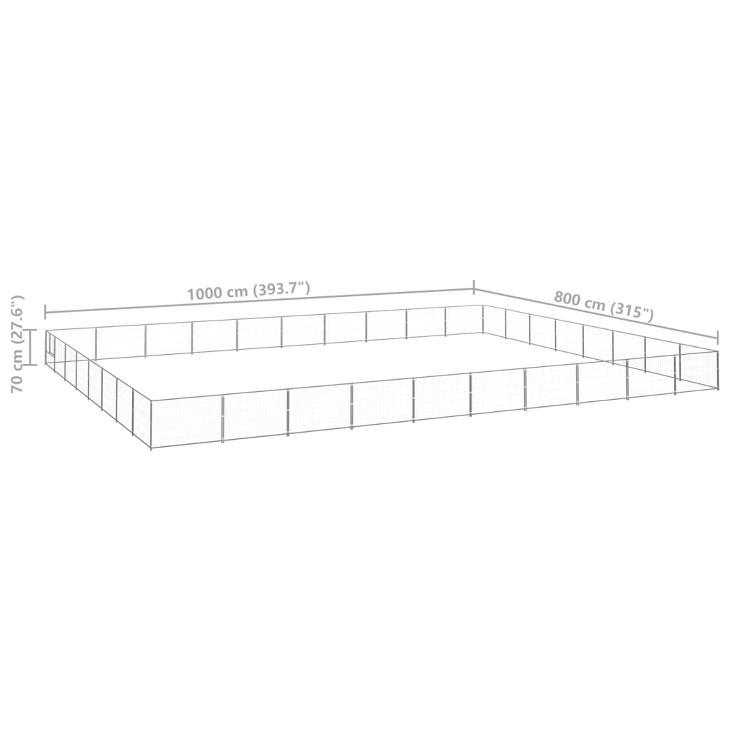 Hondenkennel 80 m² staal zilverkleurig