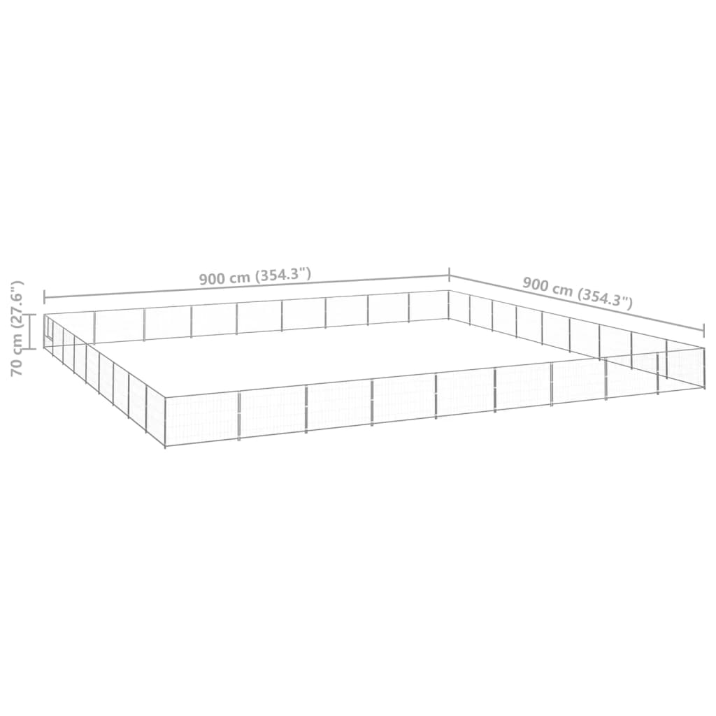 Hondenkennel 81 m² staal zilverkleurig