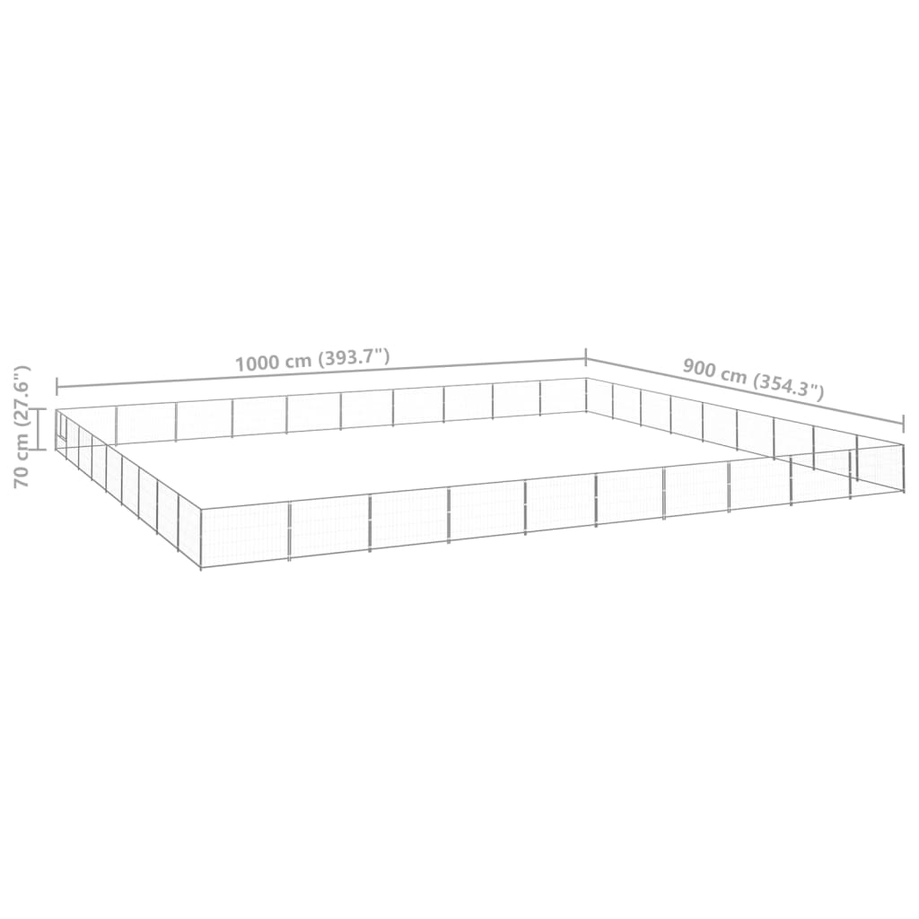 Hondenkennel 90 m² staal zilverkleurig