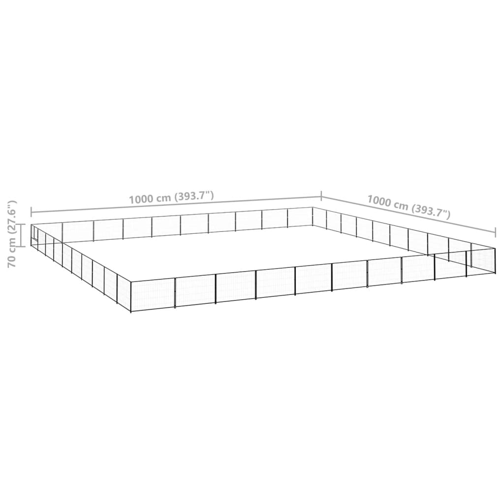 Hondenkennel 100 m² staal zwart