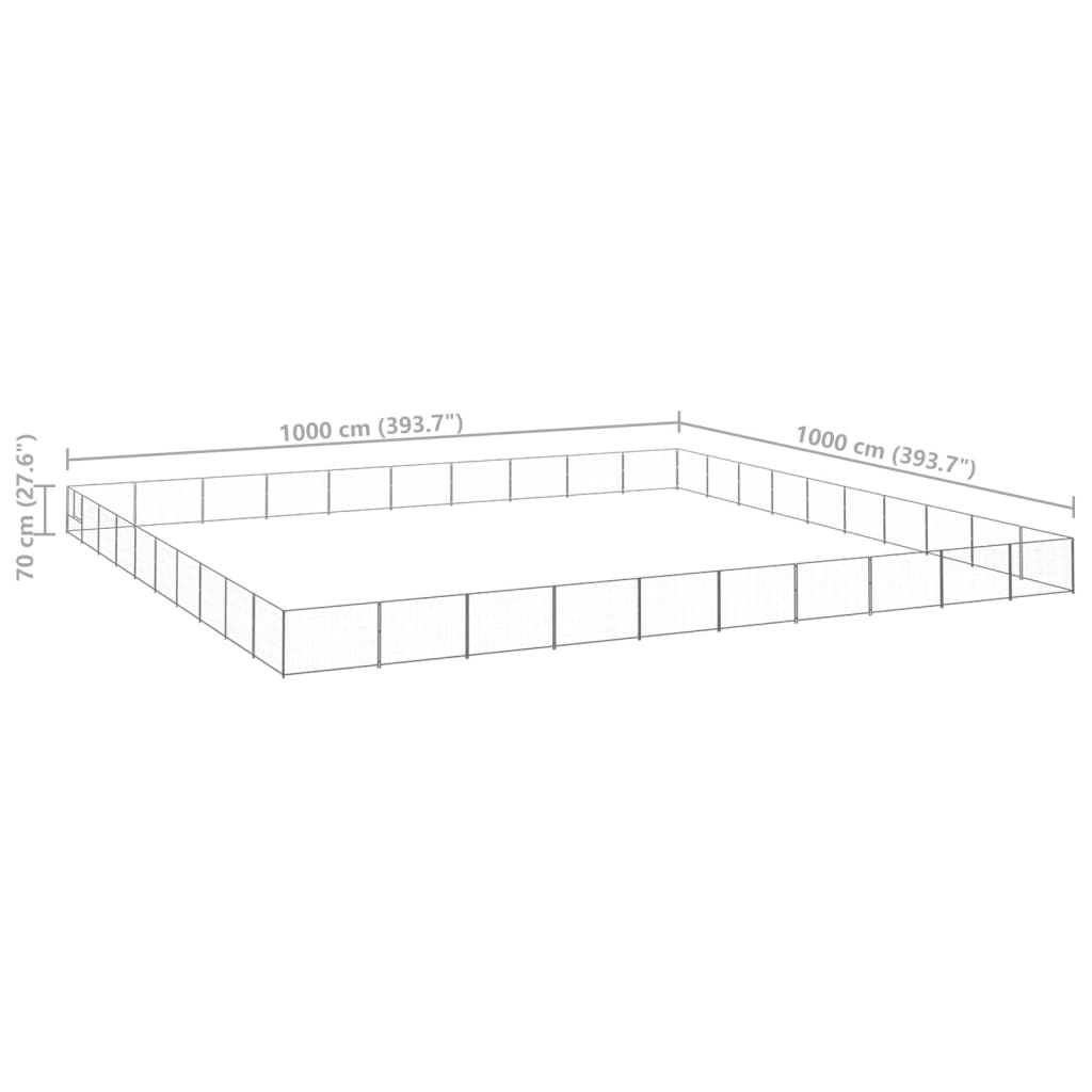 Hondenkennel 100 m² staal zilverkleurig