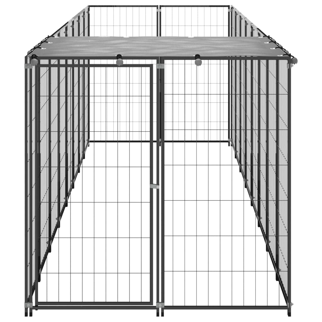 Hondenkennel 4,84 m² staal zwart