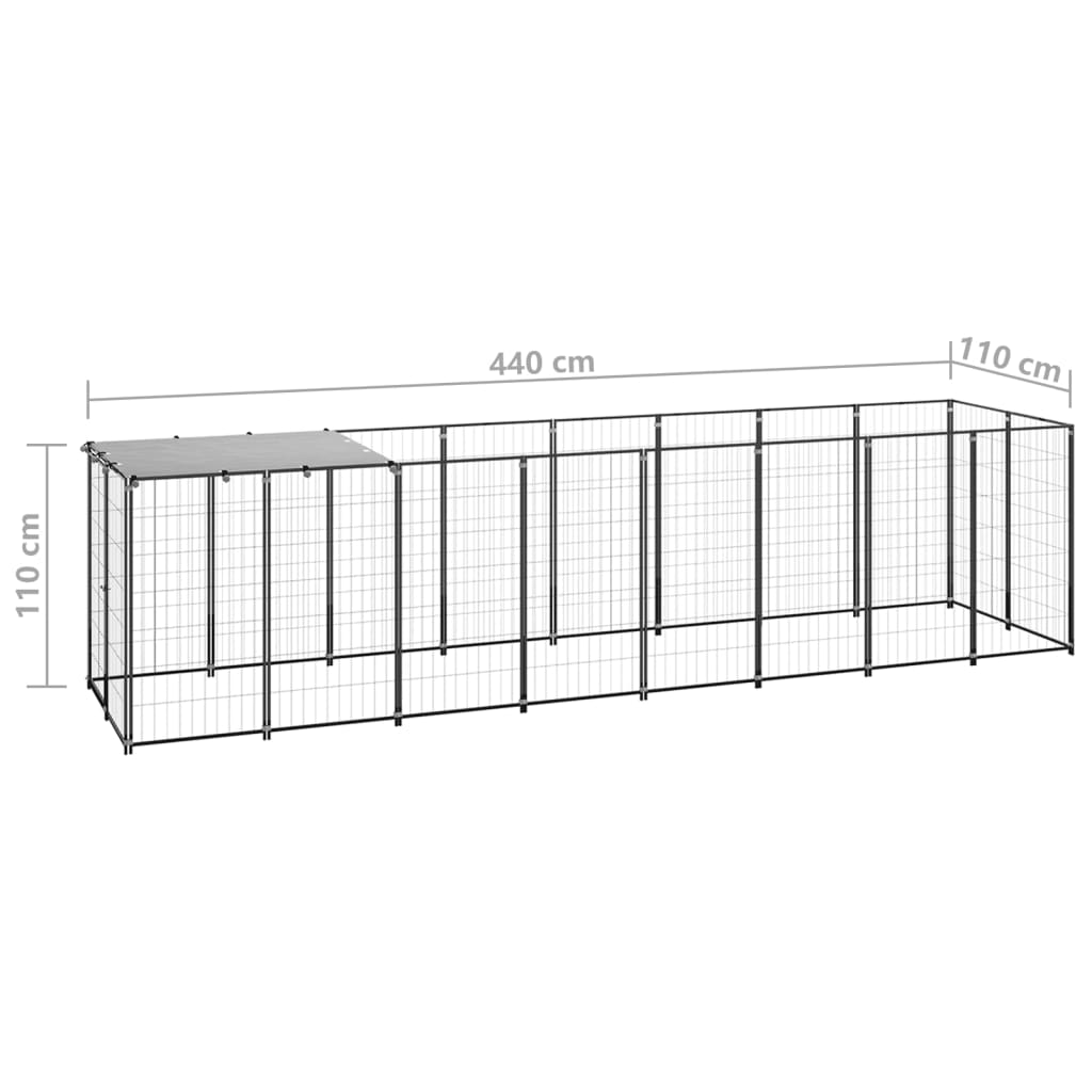 Hondenkennel 4,84 m² staal zwart