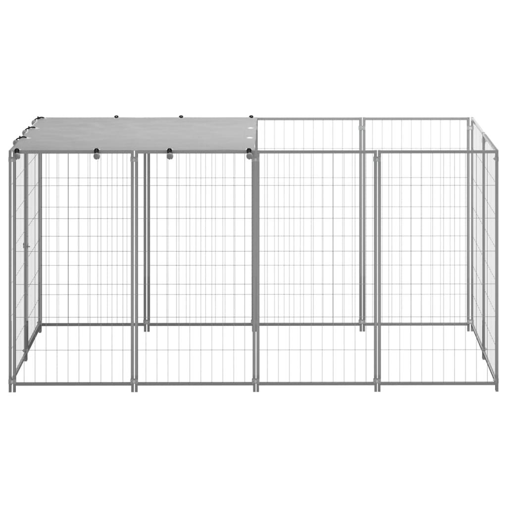 Hondenkennel 2,42 m² staal zilverkleurig