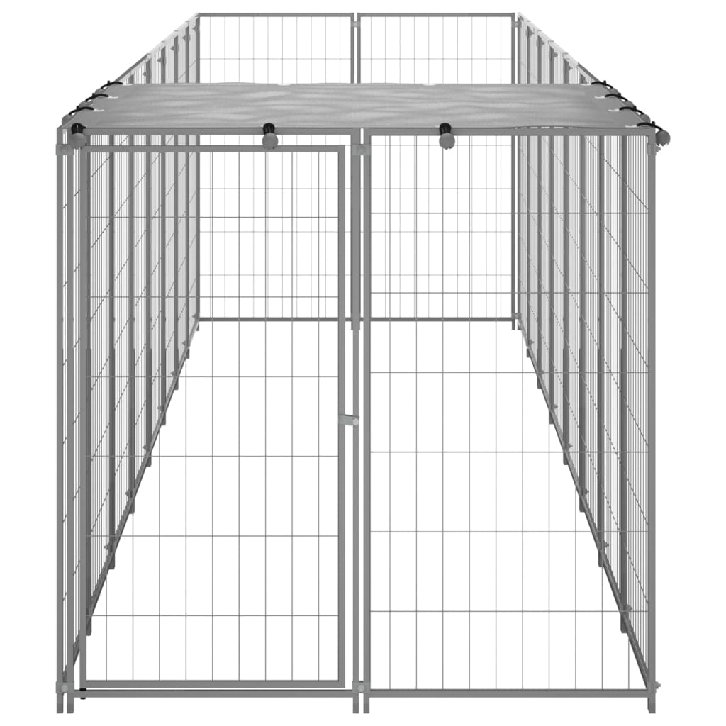 Hondenkennel 4,84 m² staal zilverkleurig