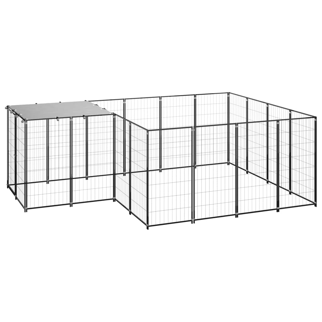 Hondenkennel 6,05 m² staal zwart